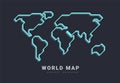 World vector map. Earth planet neon stylized line outline stroke. fAbstract illustration isolated on dark background Royalty Free Stock Photo