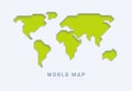 World vector map. Green Earth planet stylized line outline stroke with shadow. Abstract illustration for eco infographic Royalty Free Stock Photo