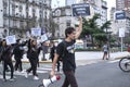 2021 World Vegan Day, Argentina. Man leading a group marching for animal rights