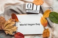 World Vegan Day of autumn month calendar November