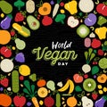 World Vegan Day card with vegetable icons