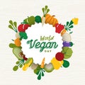 World Vegan Day card with vegetable icons