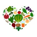 World Vegan Day. Heart of vegetables and fruits. Vector illustration on isolated background. Royalty Free Stock Photo