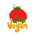 World vegan day vector illustration with tomato