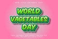 World Vegetables Day editable tect effect 3D emboss cartoon style