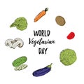 World vegetarian day concept with hand drawn vegetables