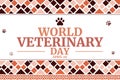 World Veterinary day backdrop in light brown color with paw and typography.