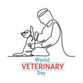 World veterinary day single line drawing poster