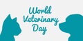 World Veterinary Day vector. Dog, cat and man silhouette vector. Pets from side silhouette icon isolated on a white