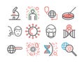 World virus line icons. Symptoms. Vector signs for web graphics Royalty Free Stock Photo