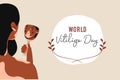 World vitiligo day. Smiling girls with skin problems Vitiligo staring at her reflection in a mirror. Accepting oneself. Self love