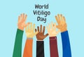 World Vitiligo Day vector background, hand with pigmentation skin, different people. Healthcare