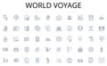 World voyage line icons collection. Technology, Wireless, Connectivity, Mobility, Apps, Device, Communication vector and Royalty Free Stock Photo