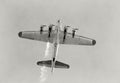 World War 2 bomber in flight engine fire Royalty Free Stock Photo