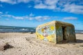 A World War Colorful Bunker in a beach near Ocean in Hritshals, Denmark