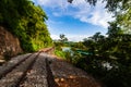 World war II historic railway, known as the Death Railway, The WW II railway history in river Kwai, Kanchanaburi, Thailand Royalty Free Stock Photo