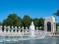 World War II Memorial Atlantic side with various territories with fountain and tourists