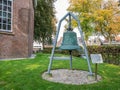 World War II memorial of church bell renamed as emergency bell in Akkrum, Friesland, Netherlands