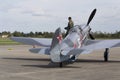 World War II Soviet fighter Yakovlev Yak-3 on runway at the CIAF - Czech international air fest on September 5, 2015 in Hradec Royalty Free Stock Photo