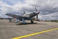 World War II Soviet fighter Yakovlev Yak-3 on runway at the CIAF - Czech international air fest on September 5, 2015 in Hradec Royalty Free Stock Photo