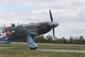 World War II Soviet fighter Yakovlev Yak-3 on runway at the CIAF - Czech international air fest on September 5, 2015 in Hradec Royalty Free Stock Photo