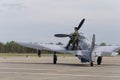 World War II Soviet fighter Yakovlev Yak-3 on runway at the CIAF - Czech international air fest on September 5, 2015 in Hradec Royalty Free Stock Photo