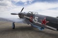 World War II Soviet fighter Yakovlev Yak-3 on runway at the CIAF - Czech international air fest on September 5, 2015 in Hradec Royalty Free Stock Photo