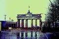 The World-War-II-torn Brandenburg Gate just behind the Berlin Wall in then-East Berlin, Germany * November, 1966