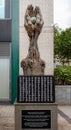 World War 2 memorial- sculpture of pair of hands cupping the Earth in Birmingham, West Midlands, UK