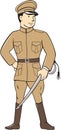 World War One British Officer Standing Cartoon