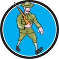 World War One Soldier British Marching Circle Cartoon Royalty Free Stock Photo