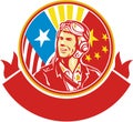 World War 2 Pilot USA China Flag Circle Retro Royalty Free Stock Photo