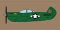 World War. Tempest fighter plane 1944. WW II aircraft. Vintage airplane.world war plane,vector illustration. world war