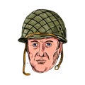 World War Two American Soldier Head Drawing