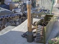 Old German Machine Gun and hand grenade Royalty Free Stock Photo