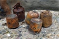 World war two munitions and ordnance on beach. Royalty Free Stock Photo