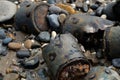 World War two ordnance on beach. Royalty Free Stock Photo