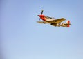 World War 2 US Air-Force Mustang fighter plane flying through the air