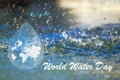 World water day. Abstract waterdrop concept of landscape background. Royalty Free Stock Photo