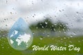 World water day. Abstract waterdrop concept of landscape background. Royalty Free Stock Photo