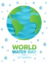 World water day banner with abstract gradient curve green earth and blue water sea in circle world and drop water background Royalty Free Stock Photo