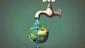 World water day banner with drop water on water tap and circle world Royalty Free Stock Photo