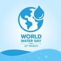 World water day banner with drop water and world icon on blue water wave background vector design Royalty Free Stock Photo