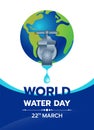 World water day banner with faucet or water tap are drop water out to earth vector design Royalty Free Stock Photo