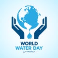 World water day banner with hand hold care earth water sign and drop water vector design
