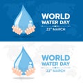 World water day banner with hand hold drop water sign on dot map world texture background vector design Royalty Free Stock Photo