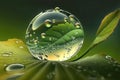 World water day concept. Water drop in nature green leaves background. Generative AI Royalty Free Stock Photo