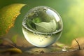 World water day concept. Water drop in nature green leaves background. Generative AI Royalty Free Stock Photo