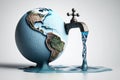 World Water Day Concept. Tap with flowing water from planet Earth Royalty Free Stock Photo