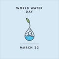 World water Day graphic resources with drop of water and green leaf, root, tree and water bubble, simple logo for march 22